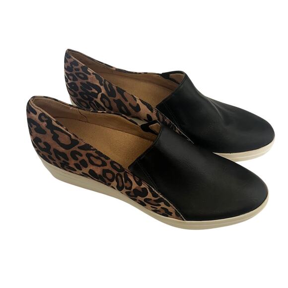 Naturalizer 'Sandra' Women's 10M Leopard Print Slip On Comfort Wedge Black Shoe - Picture 2 of 6